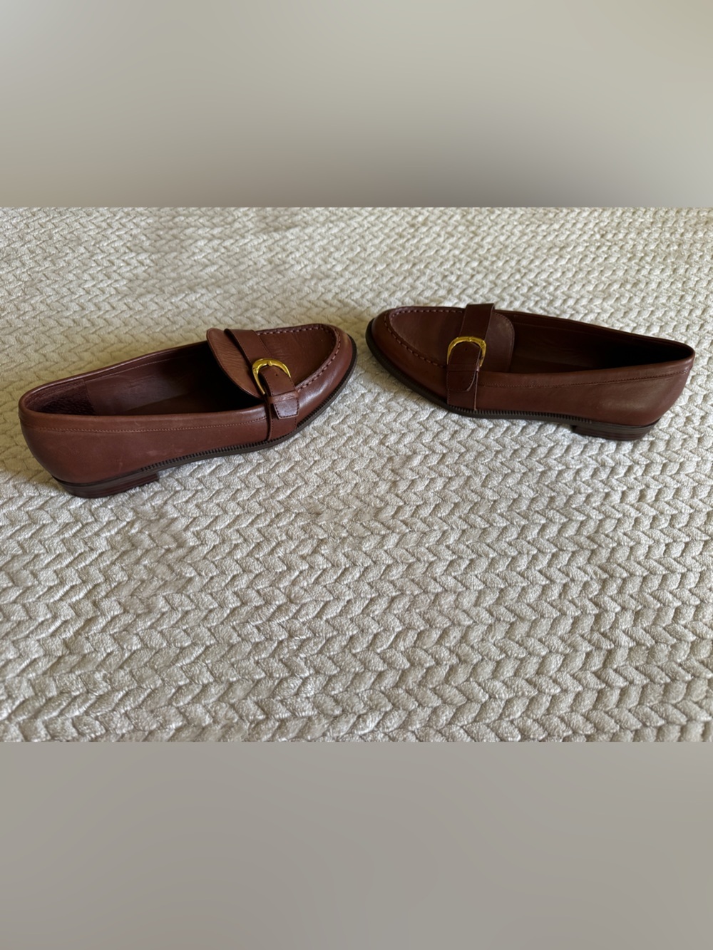 Lauren Ralph Lauren Brown Leather Buckle Loafers - Women's Size 6.5 - Picture 5 of 10